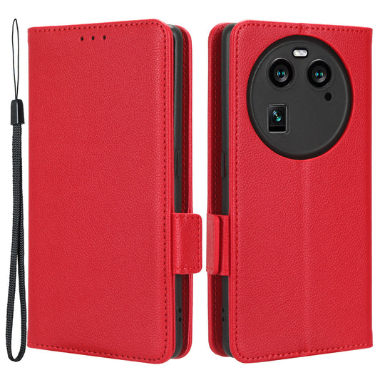 Anti-Dust PU Leather Phone Case for Oppo Find X6 , Litchi Texture Folio Flip Wallet Stand Phone Cover