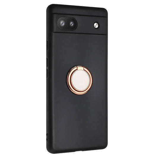 For Google Pixel 7a Matte Back Protector TPU Cover Phone Case with Folding Ring Kickstand