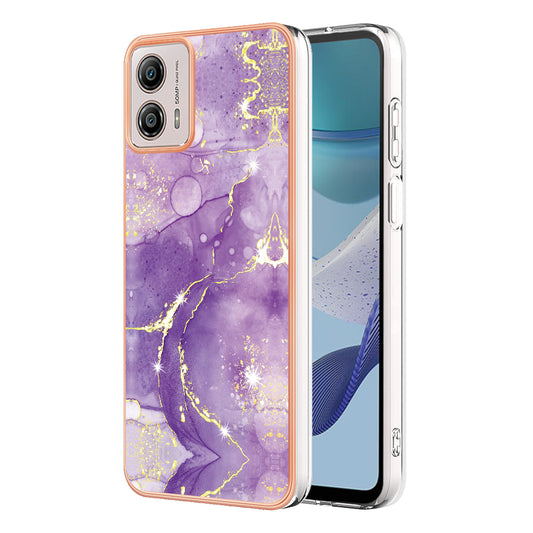 YB IMD Series-2 TPU Phone Case for Motorola Moto G53 5G / G23 4G / G13 4G Marble Pattern IMD Electroplating Phone Cover