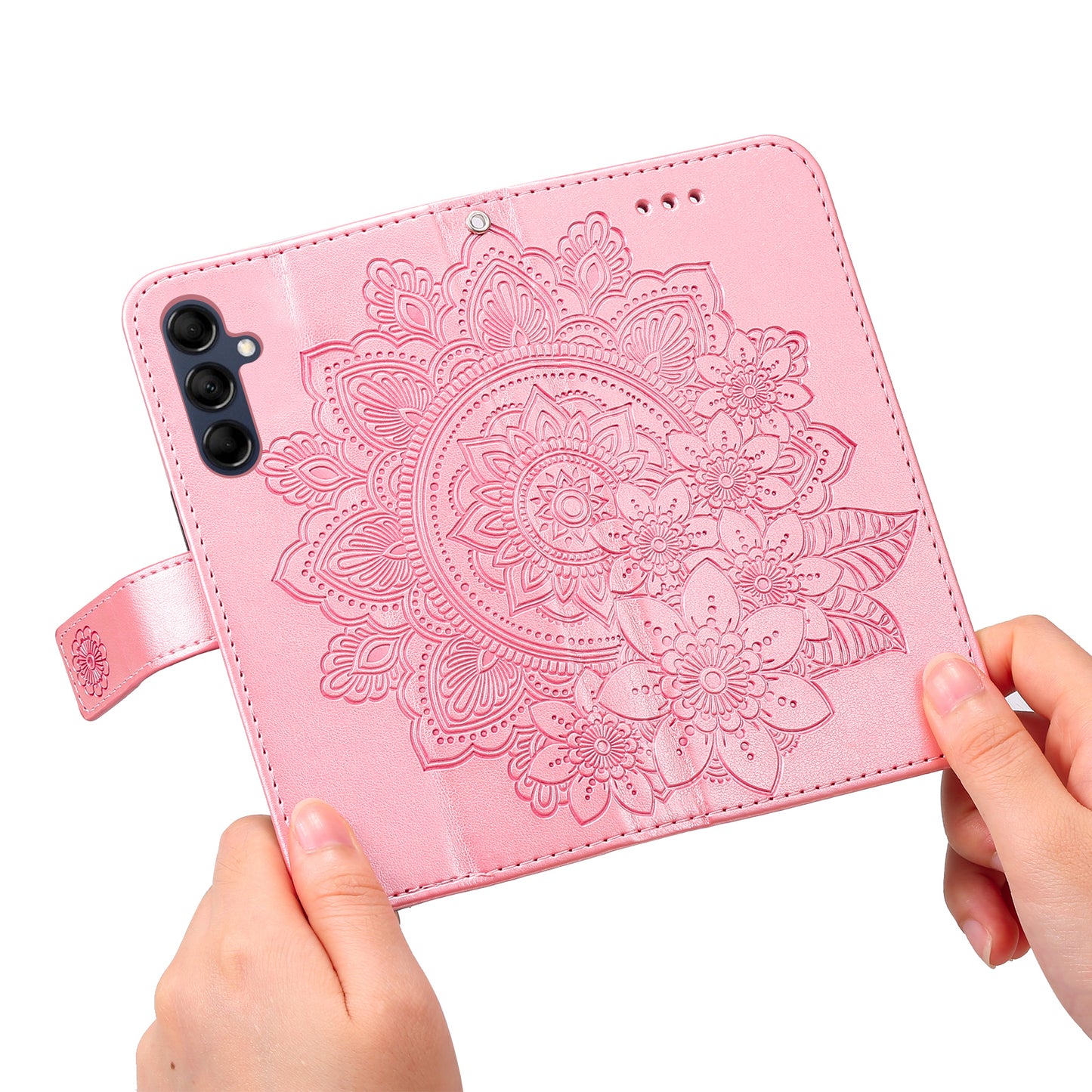 Phone Leather Case for Samsung Galaxy M14 5G Flower Imprinting Stand Wallet Shockproof Phone Cover