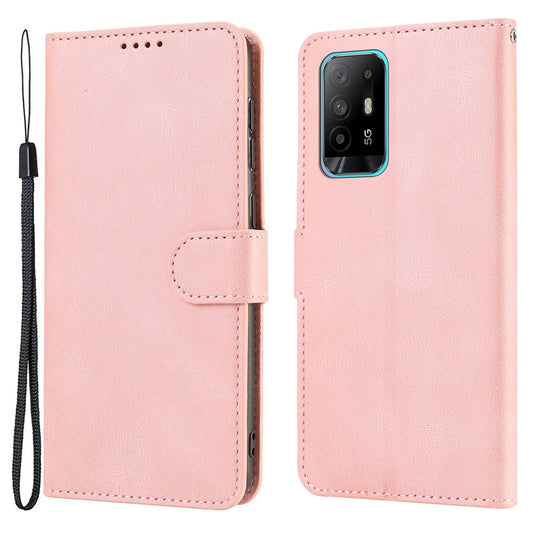 For Oppo A94 5G / Reno5 Z / F19 Pro+ 5G Phone Case PU Leather Wallet Stand Flip Cover with Strap