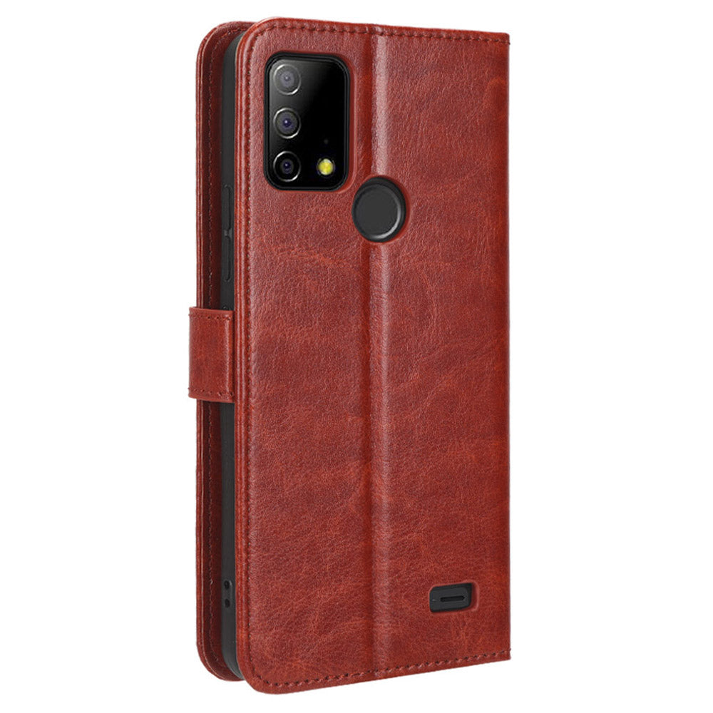 For Vodafone Smart T23 Crazy Horse Texture Wallet Case PU Leather Stand Folio Flip Phone Cover