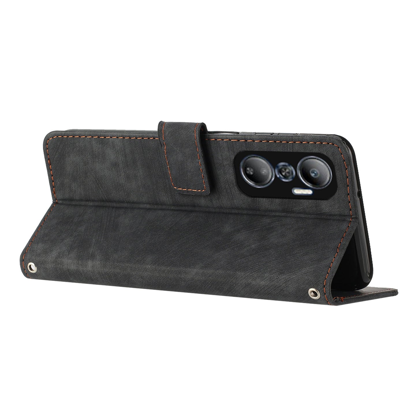 For Infinix Hot 20 4G Skin-touch Leather Phone Case Lines Imprinted Cover with Stand Wallet