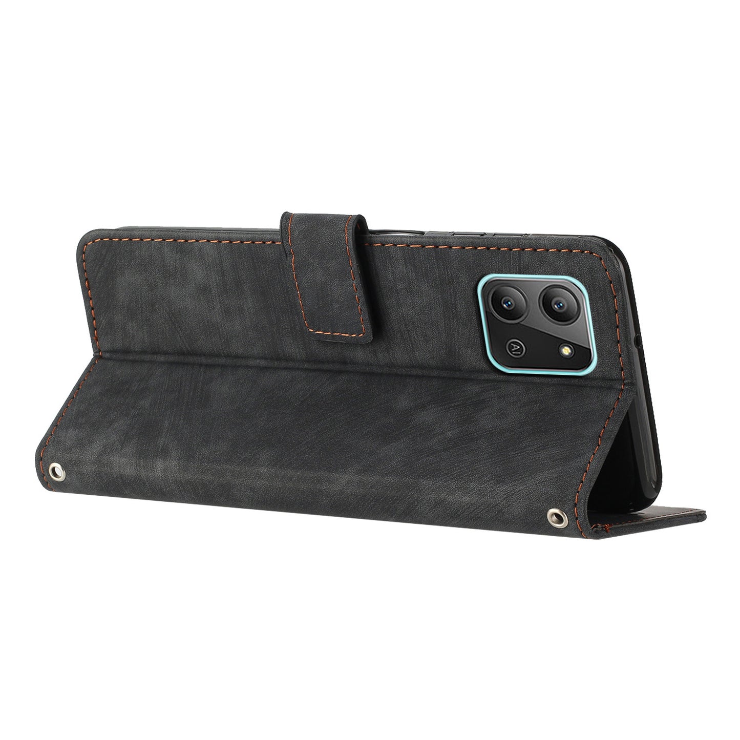 For Infinix Hot 11 2022 4G Leather Phone Cover Wallet Stand Skin-touch Lines Imprinted Case