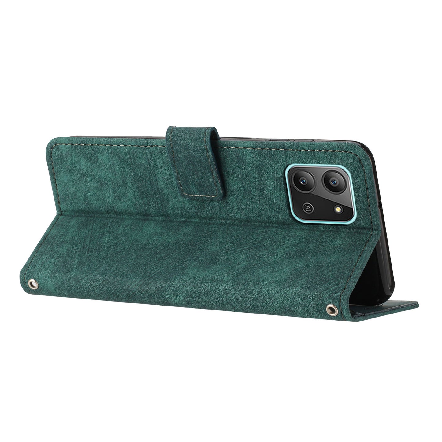 For Infinix Hot 11 2022 4G Leather Phone Cover Wallet Stand Skin-touch Lines Imprinted Case