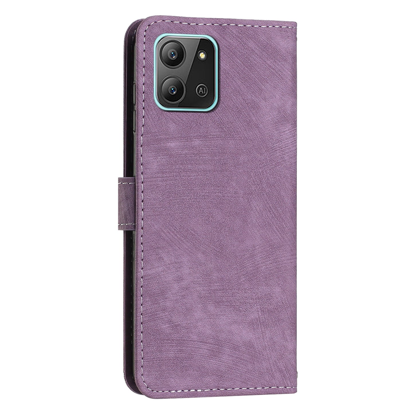 For Infinix Hot 11 2022 4G Leather Phone Cover Wallet Stand Skin-touch Lines Imprinted Case