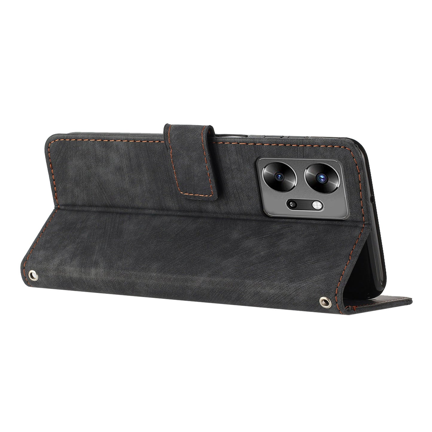 For Infinix Zero 20 4G Leather Phone Stand Case Skin-touch Lines Imprinted Wallet Phone Cover
