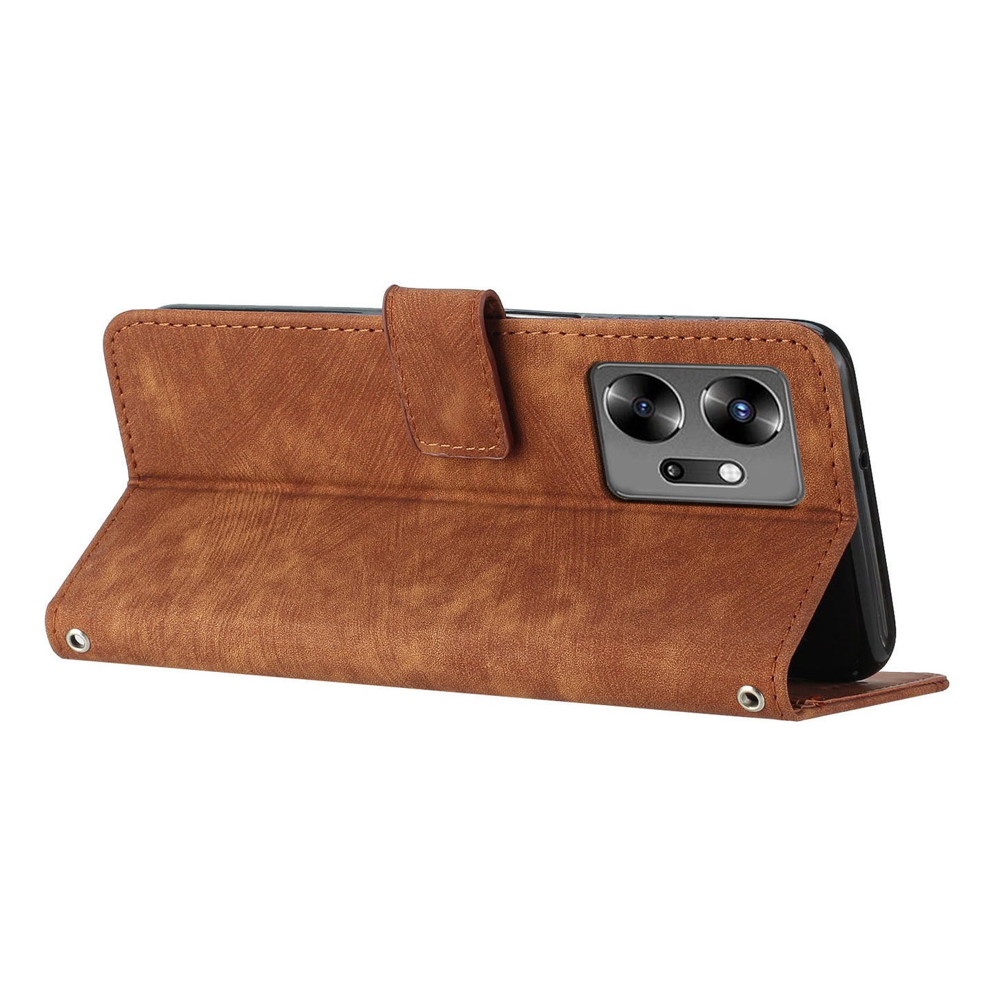 For Infinix Zero 20 4G Leather Phone Stand Case Skin-touch Lines Imprinted Wallet Phone Cover