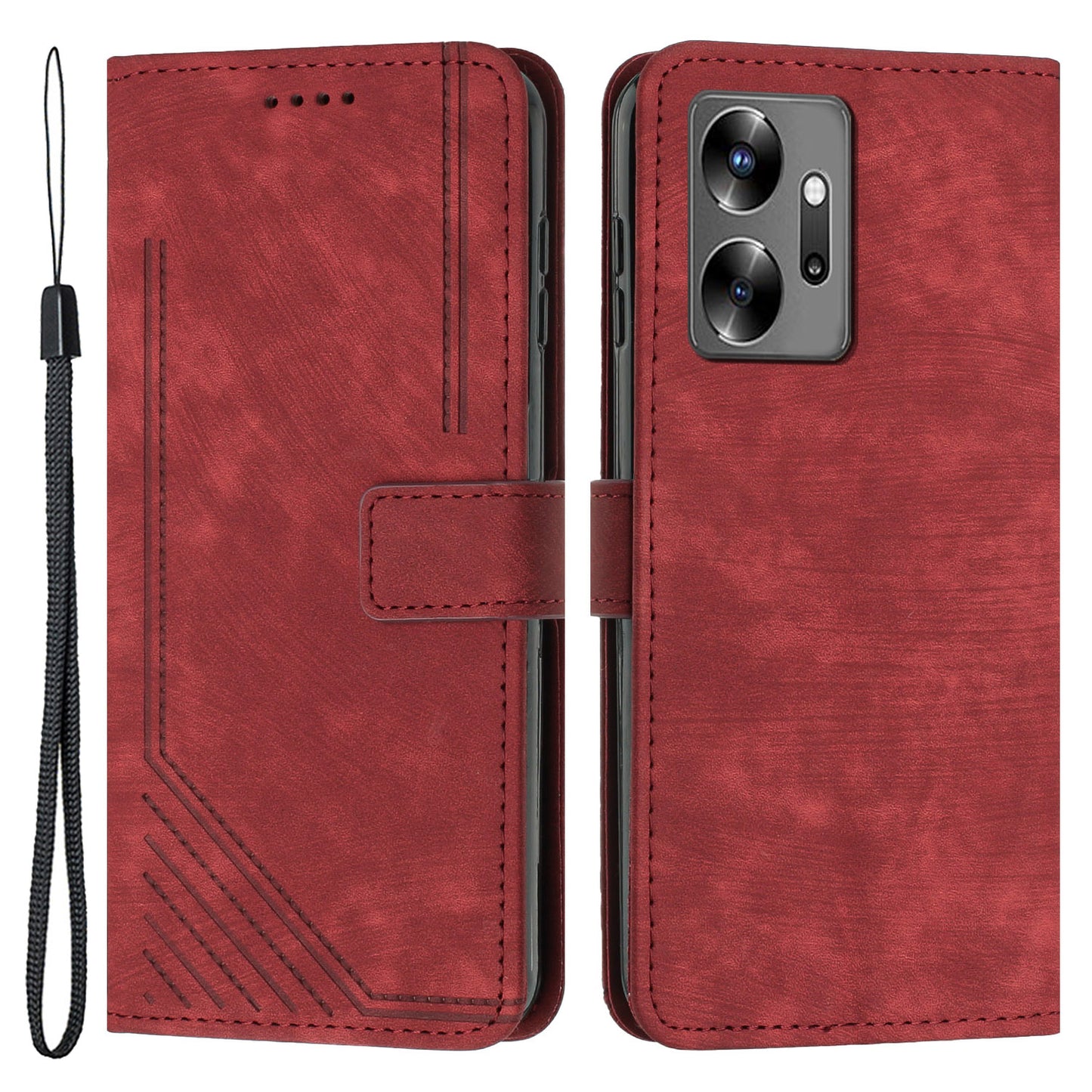 For Infinix Zero 20 4G Leather Phone Stand Case Skin-touch Lines Imprinted Wallet Phone Cover