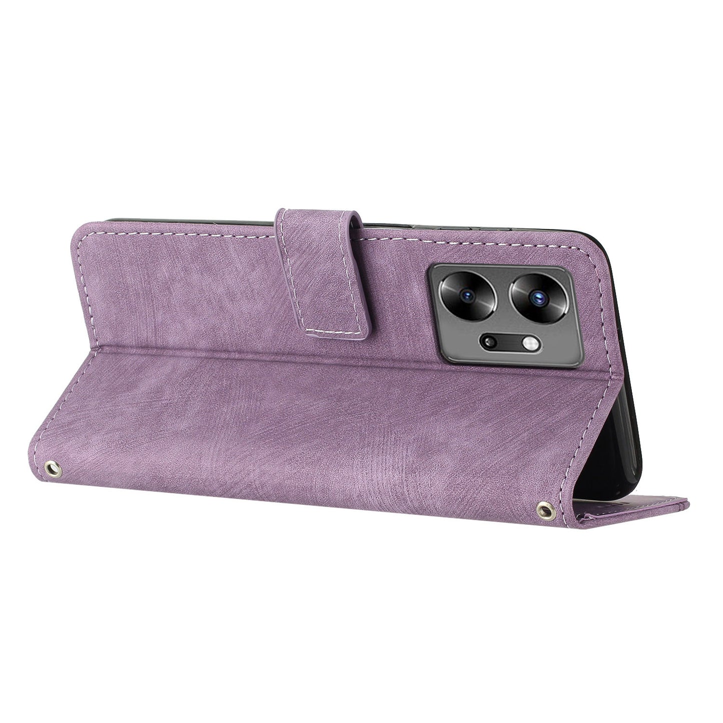 For Infinix Zero 20 4G Leather Phone Stand Case Skin-touch Lines Imprinted Wallet Phone Cover