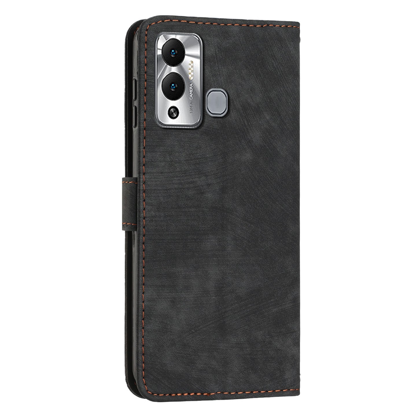 For Infinix Hot 12 Play 4G Skin-touch Wallet Phone Case Lines Imprinted Leather Stand Cover