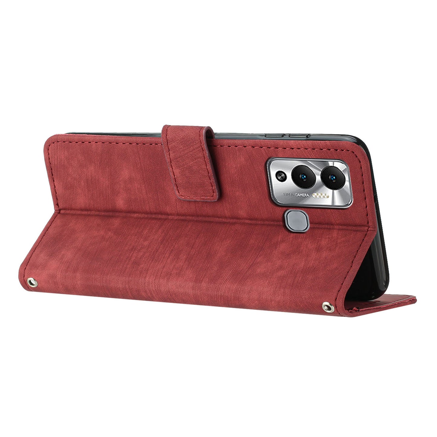 For Infinix Hot 12 Play 4G Skin-touch Wallet Phone Case Lines Imprinted Leather Stand Cover