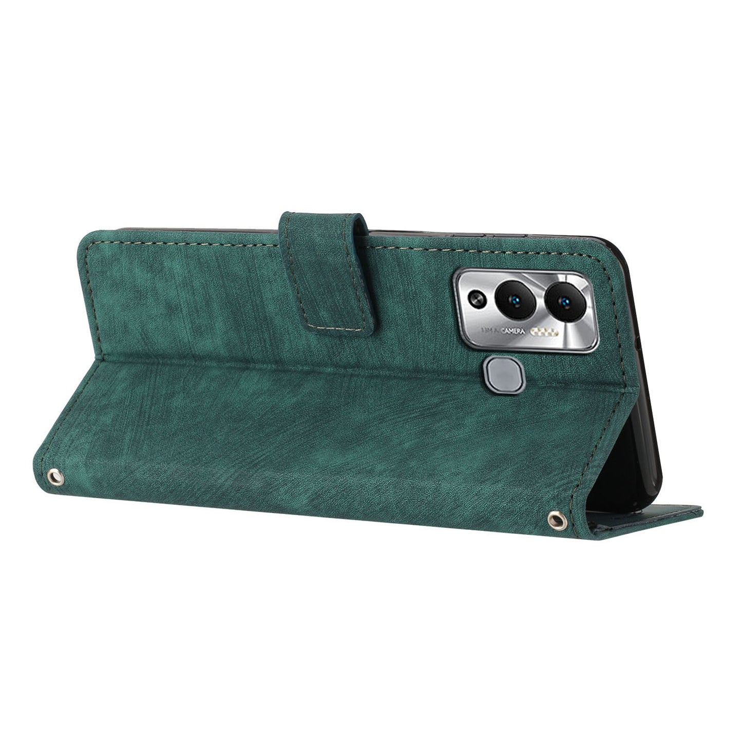 For Infinix Hot 12 Play 4G Skin-touch Wallet Phone Case Lines Imprinted Leather Stand Cover