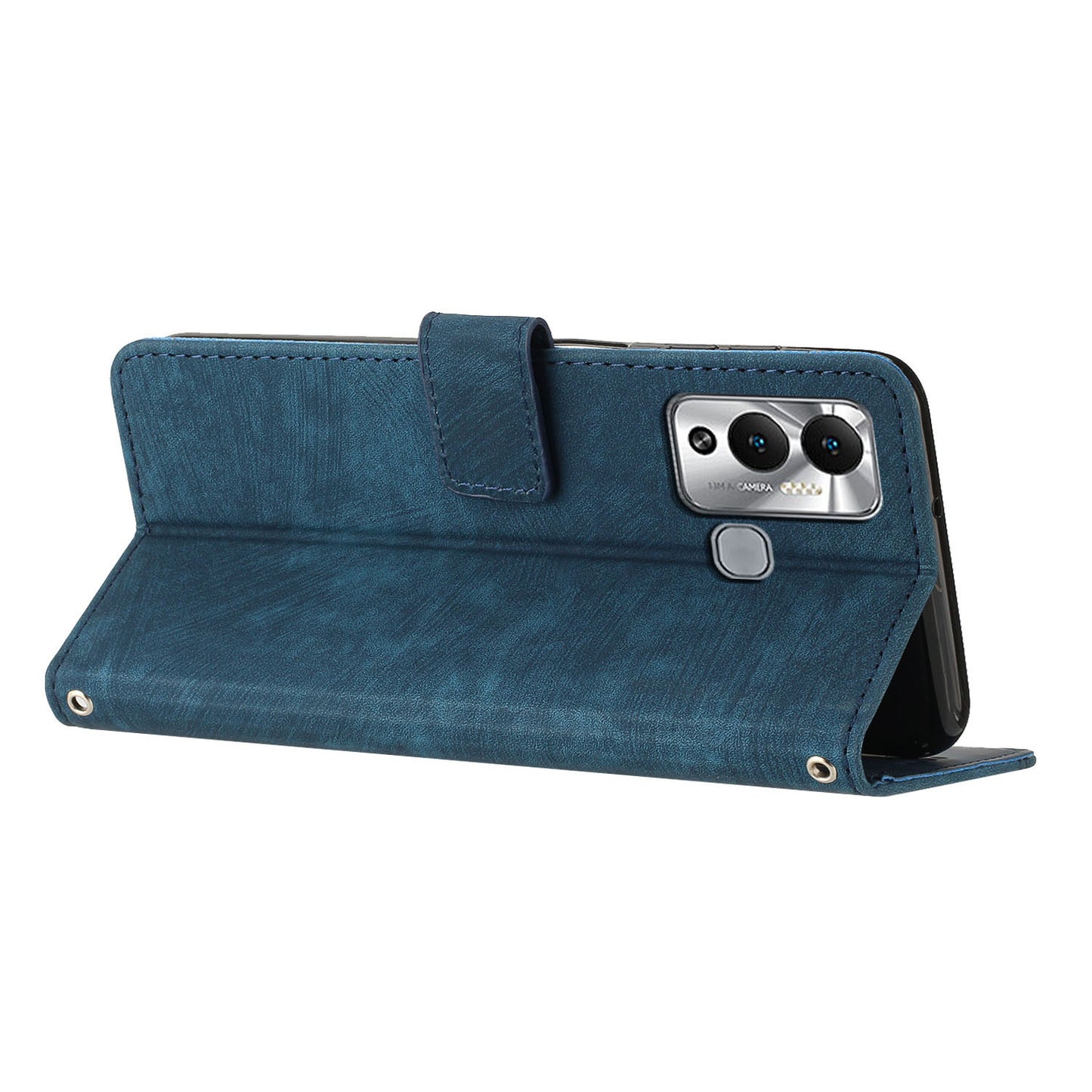 For Infinix Hot 12 Play 4G Skin-touch Wallet Phone Case Lines Imprinted Leather Stand Cover