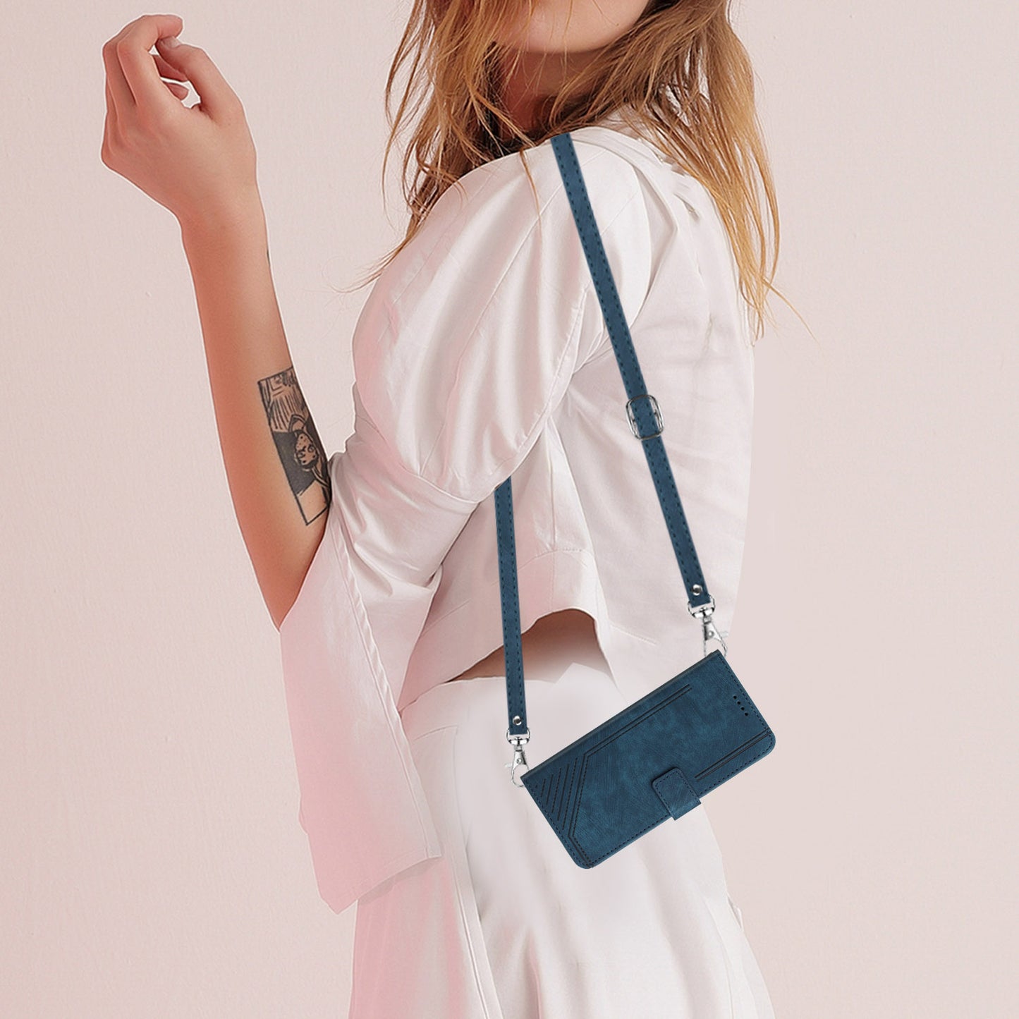 For Google Pixel 7 Pro 5G PU Leather Drop-proof Case Lines Imprint Flip Stand Wallet Phone Cover with 2 Straps