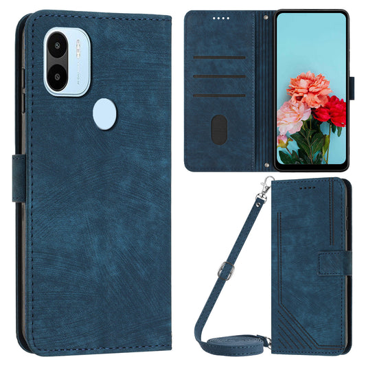 Wallet Phone Case for Xiaomi Redmi A1+ 4G / A2+ 4G / Poco C50 4G , PU Leather Lines Imprinted Folio Book Stand Cover