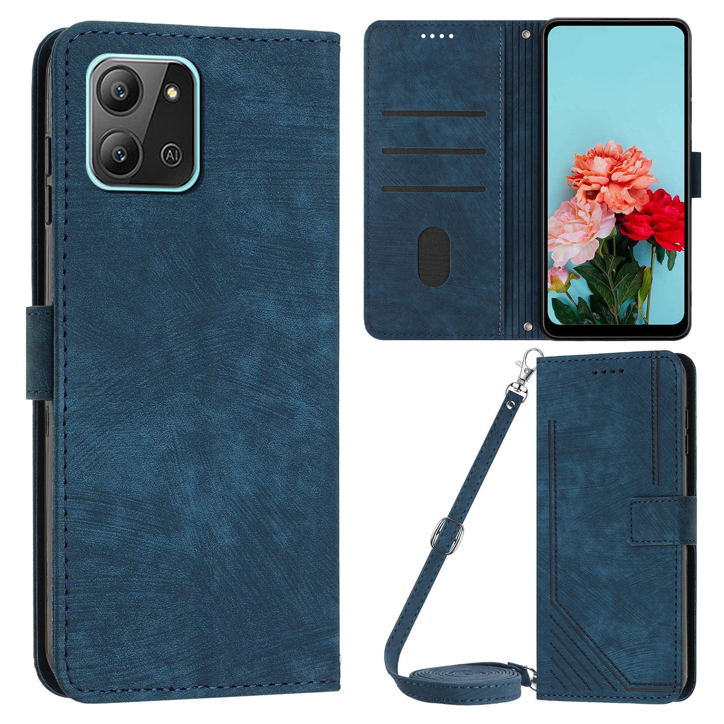 For Infinix Hot 11 2022 4G Flip PU Leather Case Lines Imprinted Stand Wallet Phone Cover