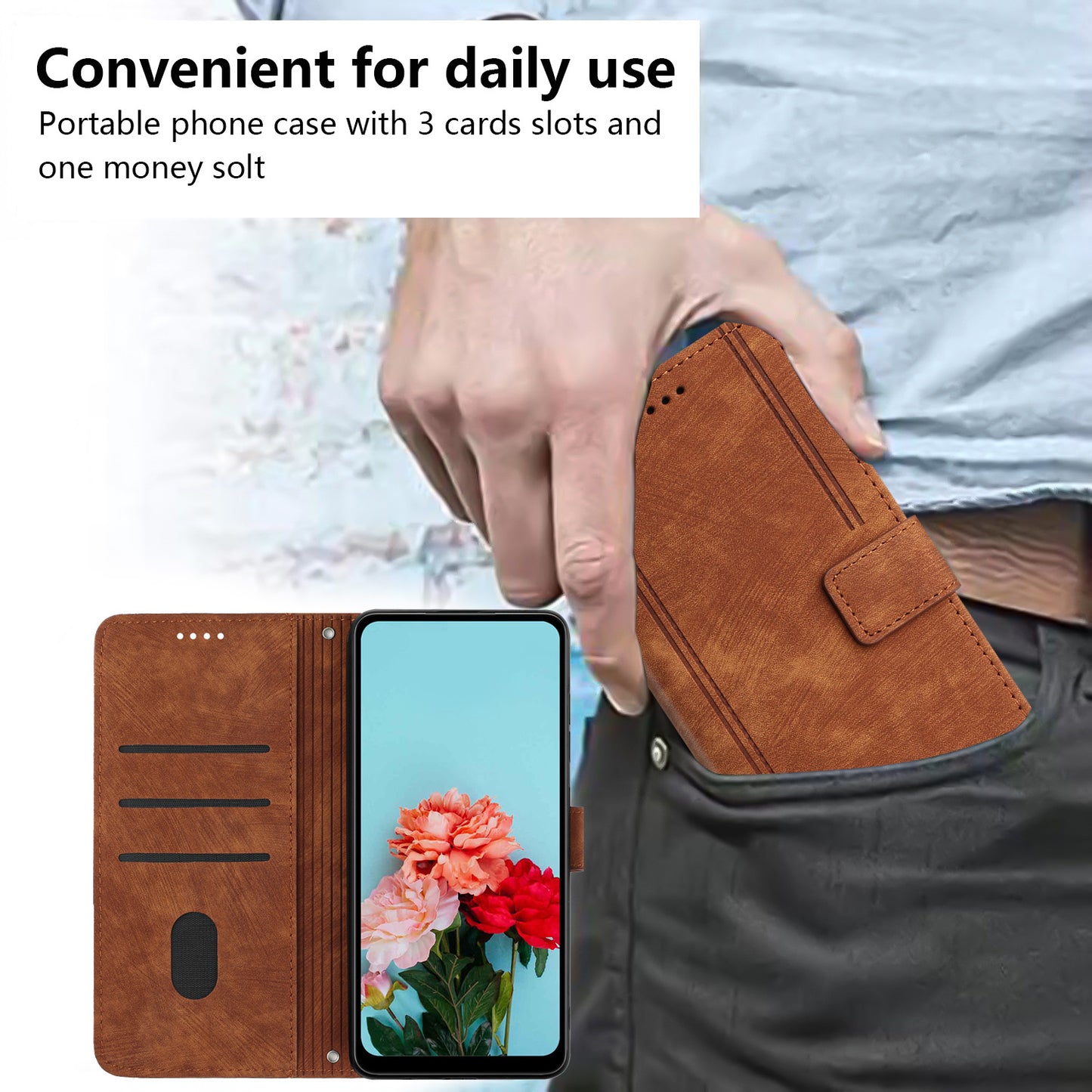 For Infinix Smart 6 Plus (India) 4G Stand PU Leather Wallet Phone Case Lines Imprinted Cover with Straps