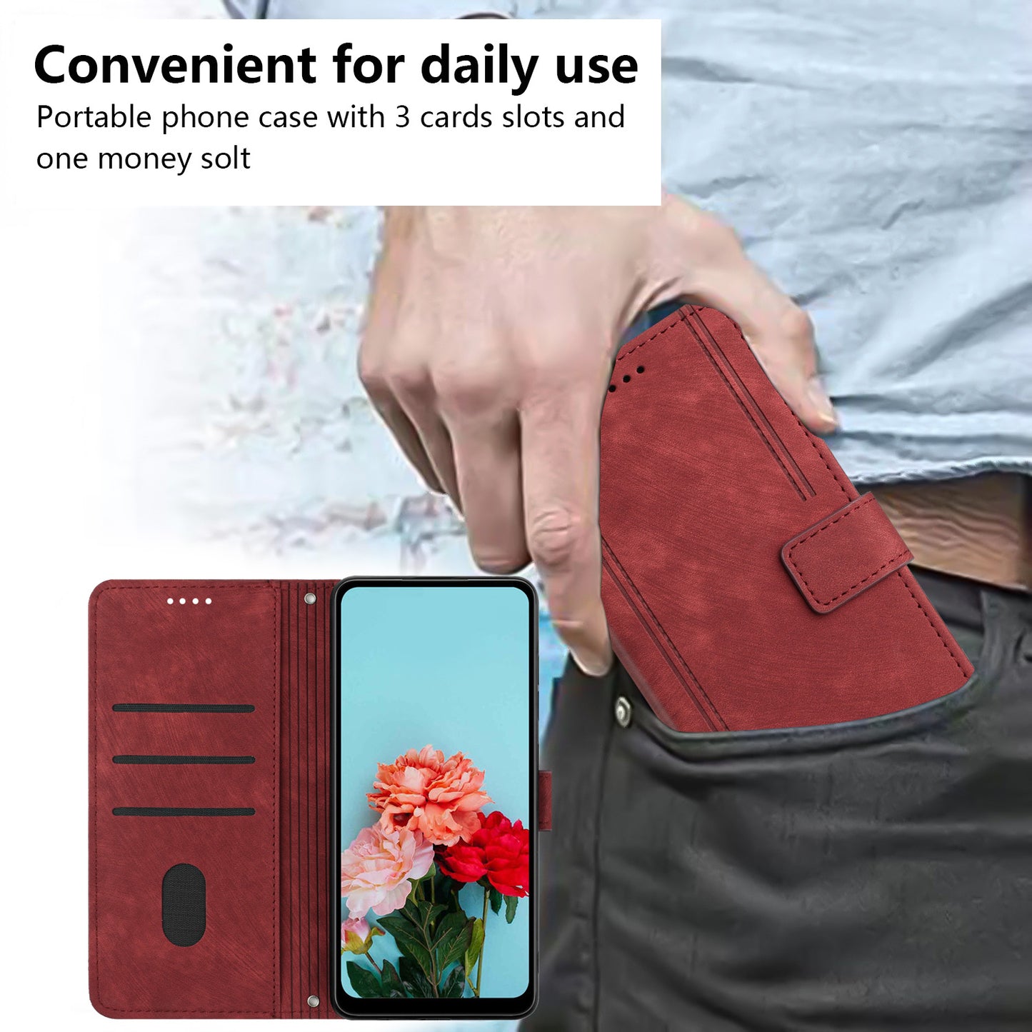 For Infinix Smart 6 Plus (India) 4G Stand PU Leather Wallet Phone Case Lines Imprinted Cover with Straps