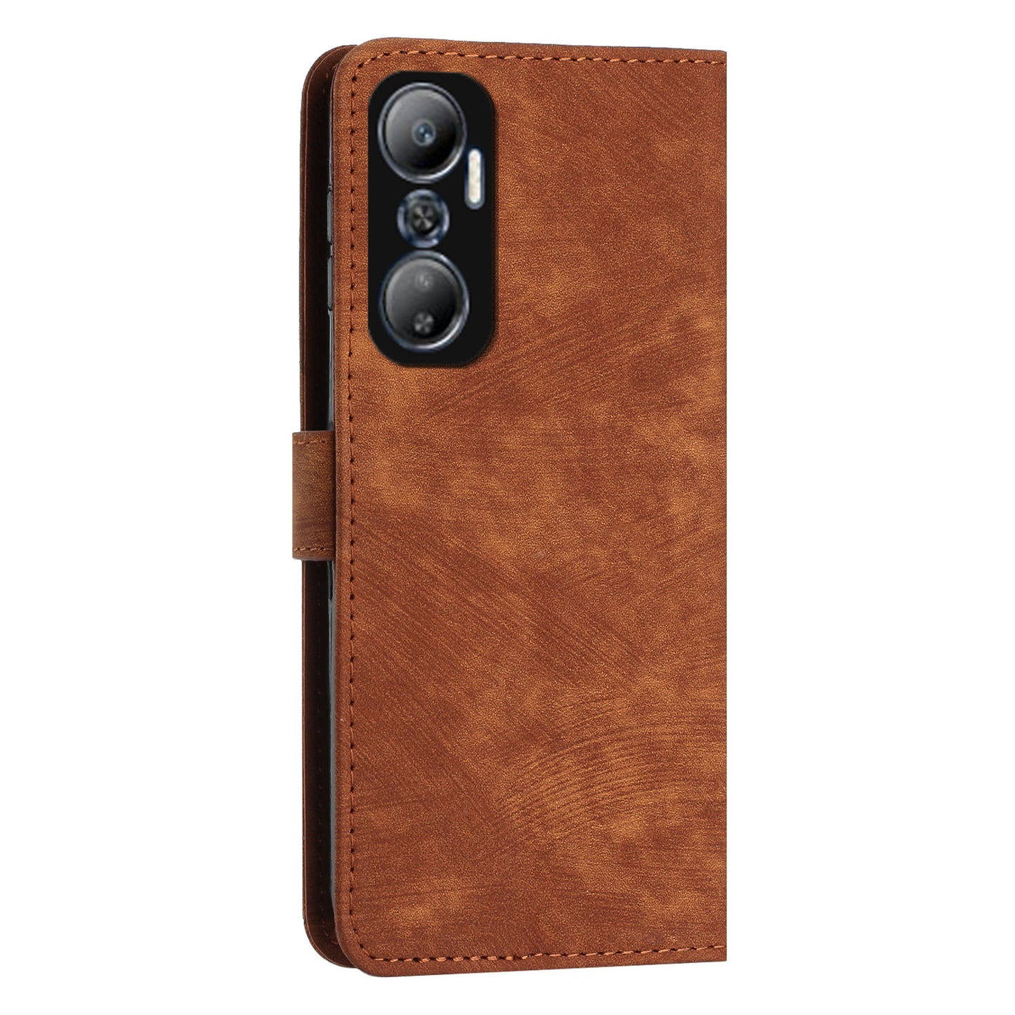 For Infinix Hot 20 4G PU Leather Flip Phone Case Lines Imprinted Stand Wallet Magnetic Closure Cover