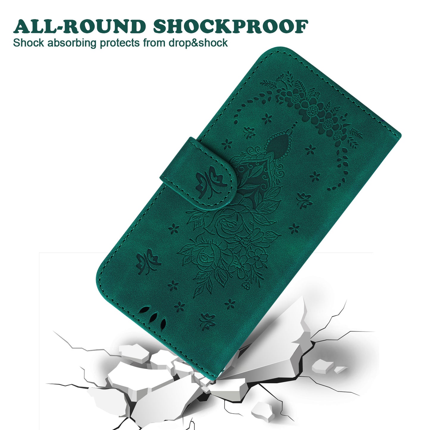 For Honor X5 4G TPU+PU Leather Phone Shell Rose Butterfly Imprinted Stand Wallet Phone Stand Case