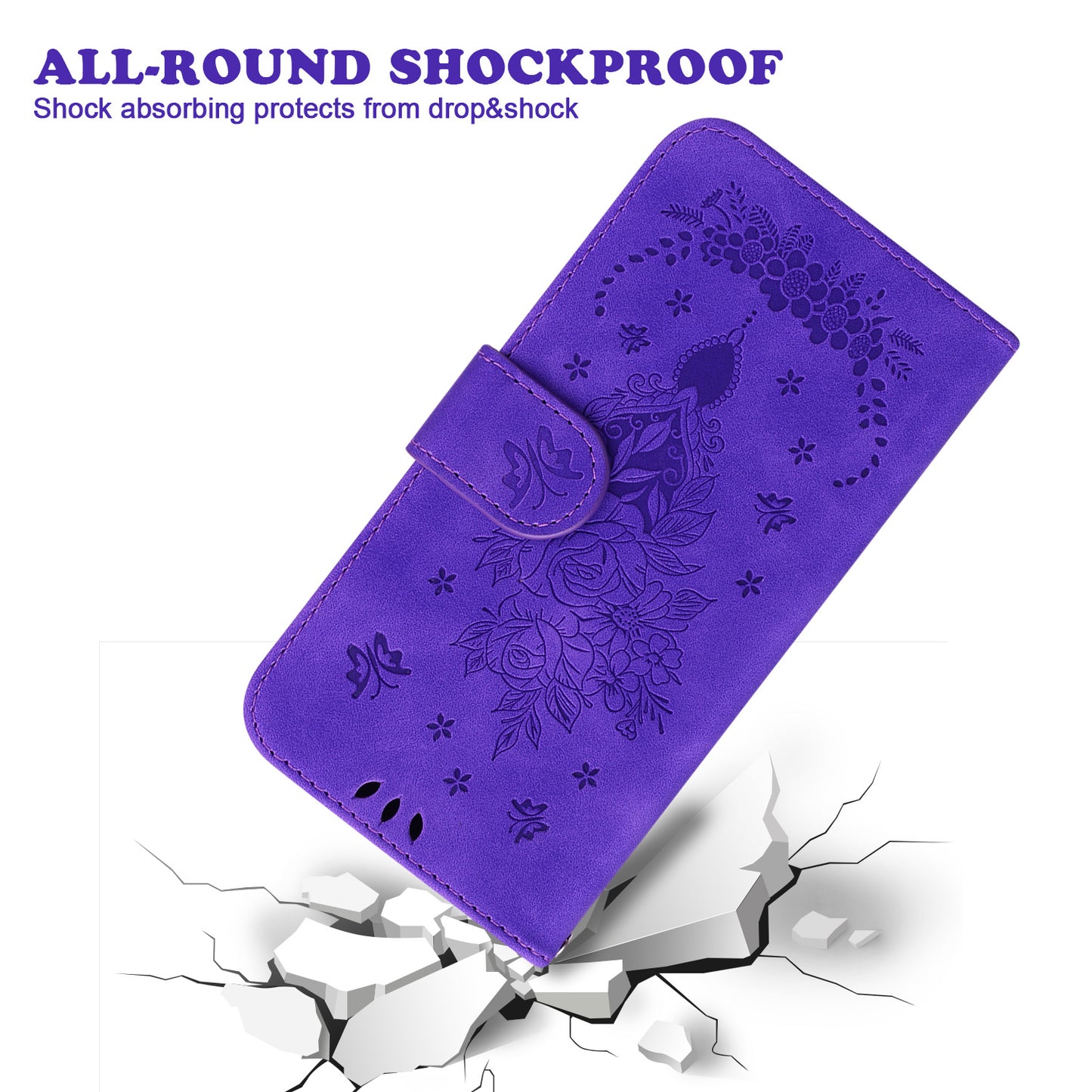 For Honor X5 4G TPU+PU Leather Phone Shell Rose Butterfly Imprinted Stand Wallet Phone Stand Case