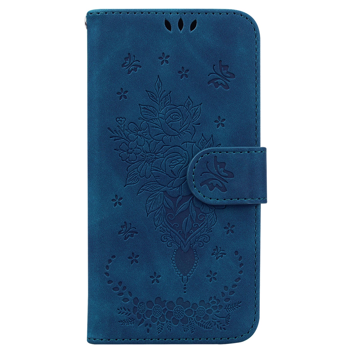 For Huawei nova Y61 4G / Enjoy 50z 4G Wallet Phone Stand Case Imprinted Rose Butterfly Leather Phone Shell Cover