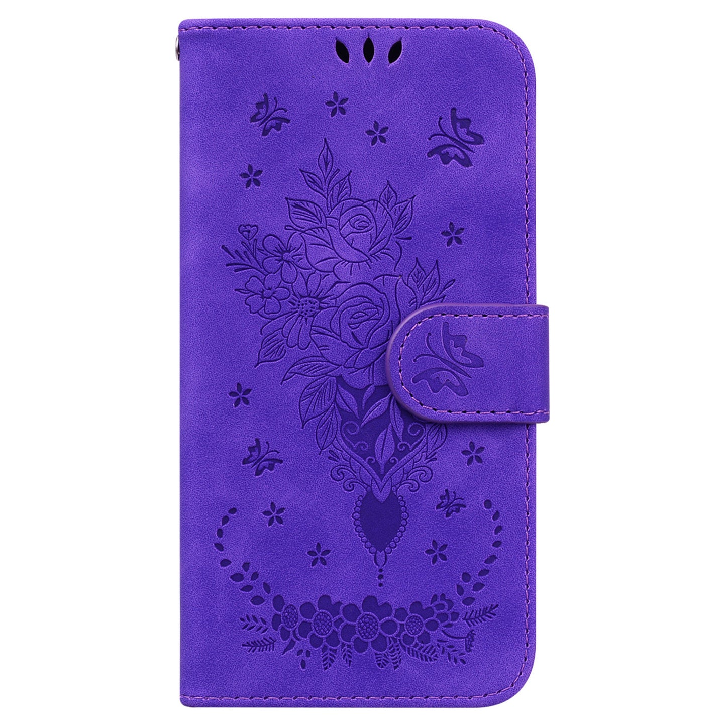 For Huawei nova Y61 4G / Enjoy 50z 4G Wallet Phone Stand Case Imprinted Rose Butterfly Leather Phone Shell Cover