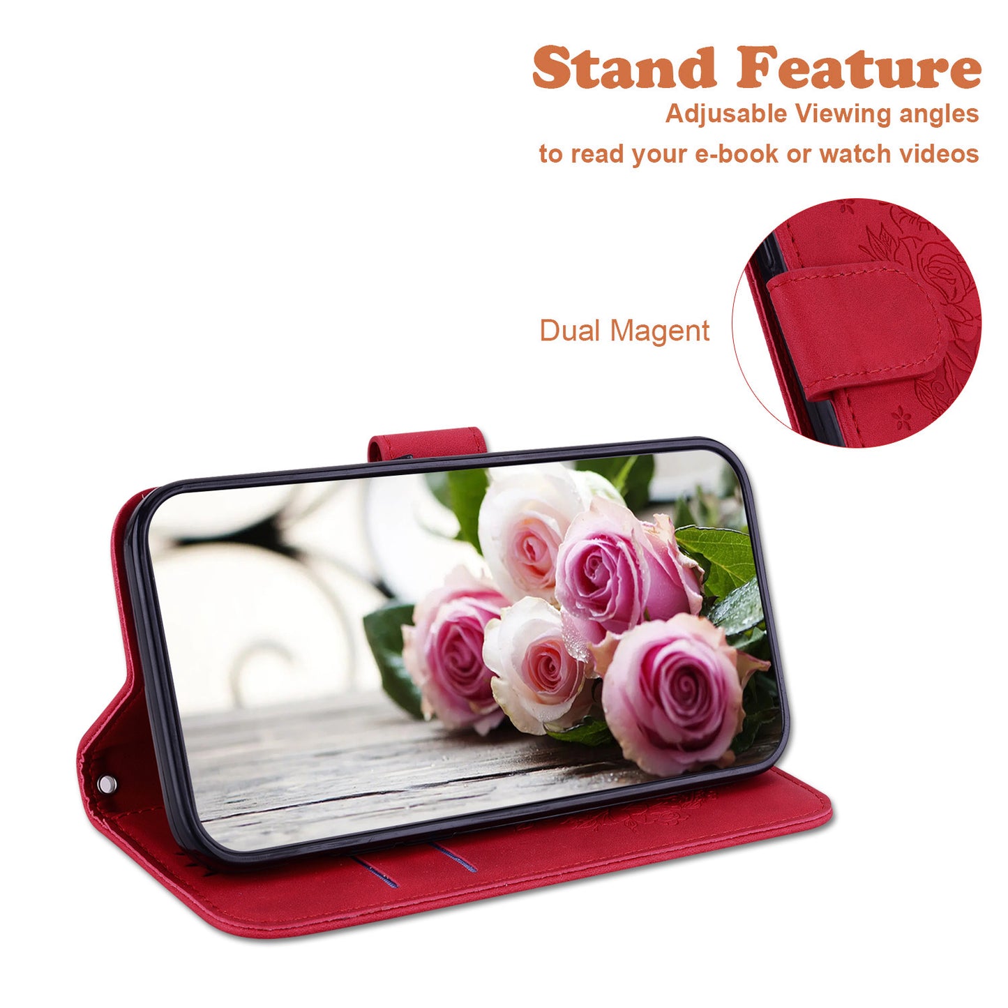 For Huawei nova Y61 4G / Enjoy 50z 4G Wallet Phone Stand Case Imprinted Rose Butterfly Leather Phone Shell Cover