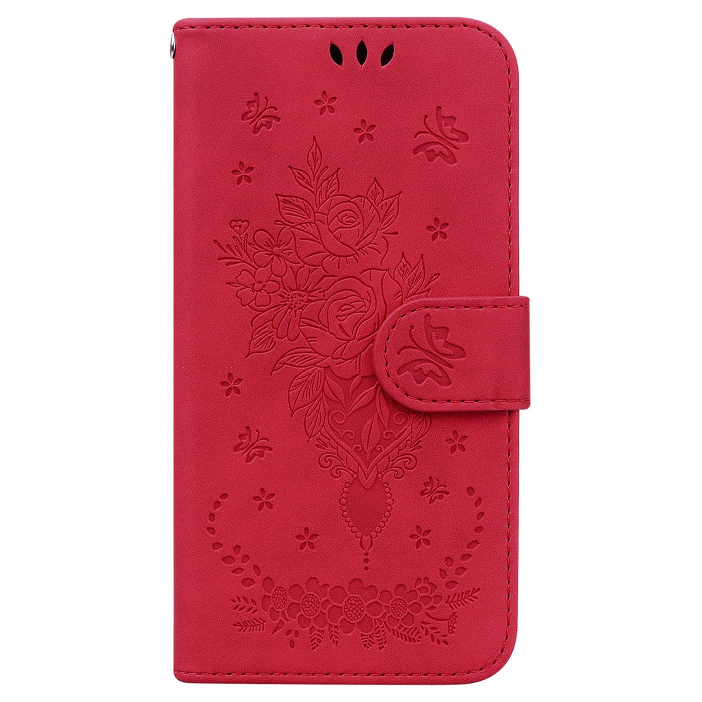 For Huawei nova Y61 4G / Enjoy 50z 4G Wallet Phone Stand Case Imprinted Rose Butterfly Leather Phone Shell Cover