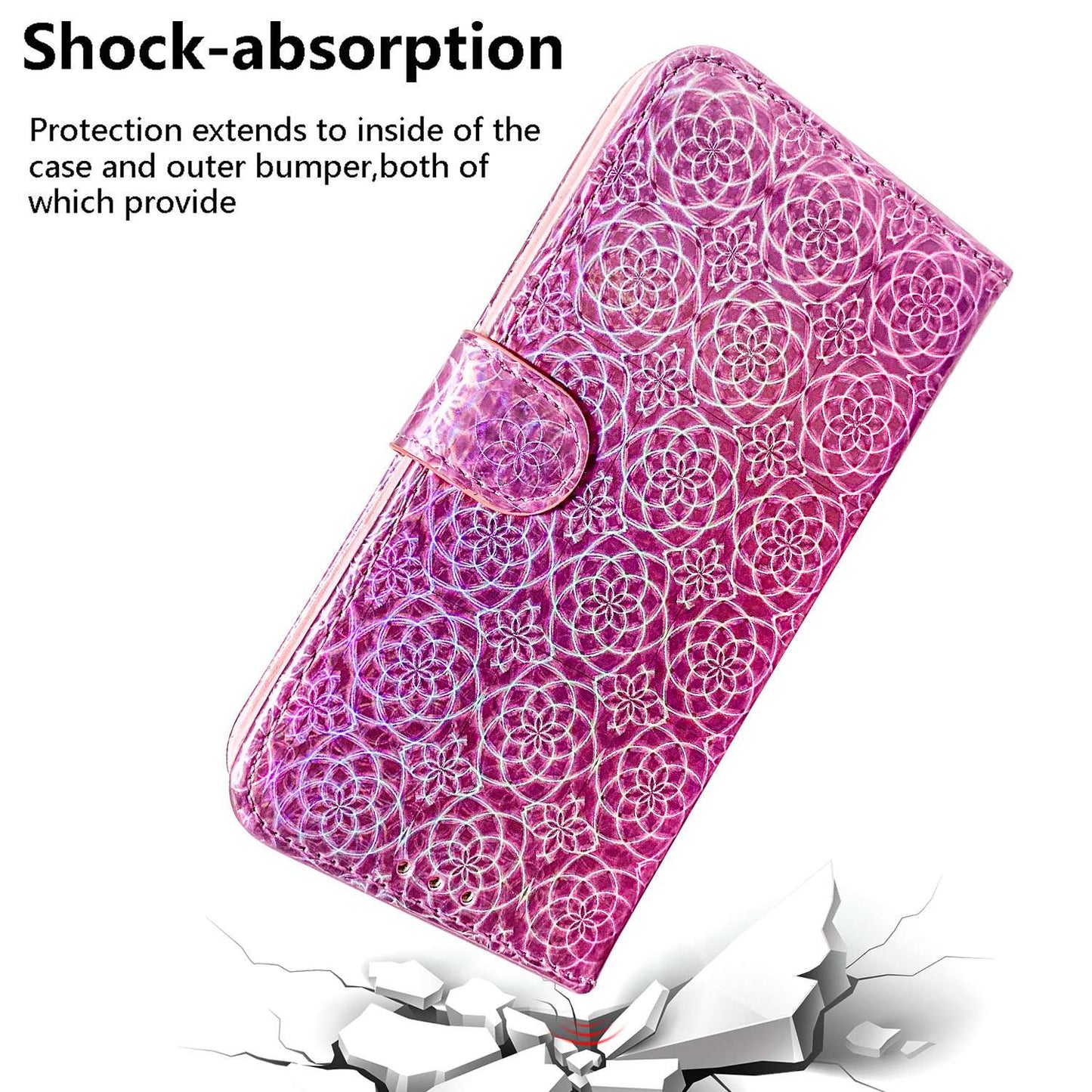 For Huawei nova Y61 4G / Enjoy 50z 4G Dazzling Flower Pattern Stand Phone Case PU Leather Phone Wallet Cover