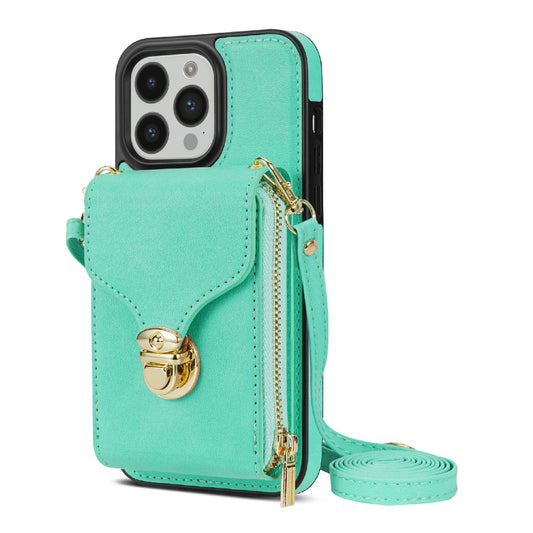 For iPhone 14 Pro Max PU Leather + TPU Kickstand Phone Case Card Slot Holder Zipper Bag Phone Cover