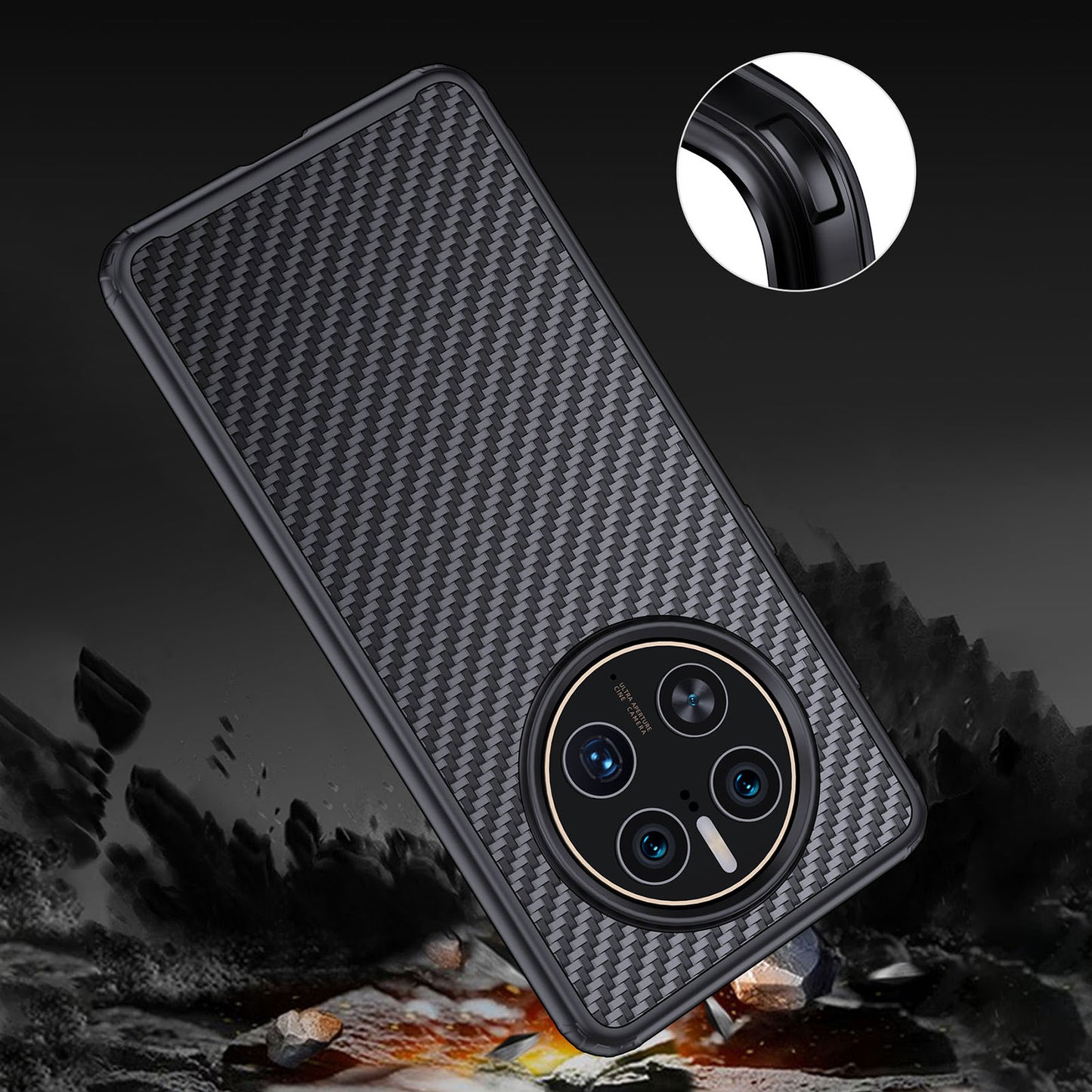 For Huawei Mate 50 Pro 4G Kevlar Fiber TPU Drop-resistant Phone Case Magnetic Back Cover