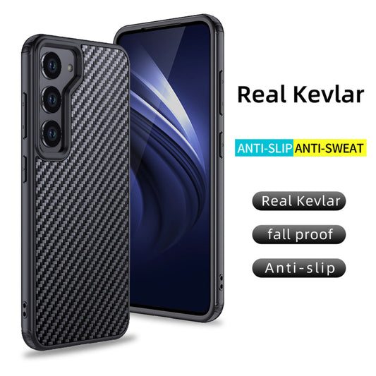 For Samsung Galaxy S23 Kevlar Fiber TPU Drop-resistant Phone Case Magnetic Anti-scratch Cover