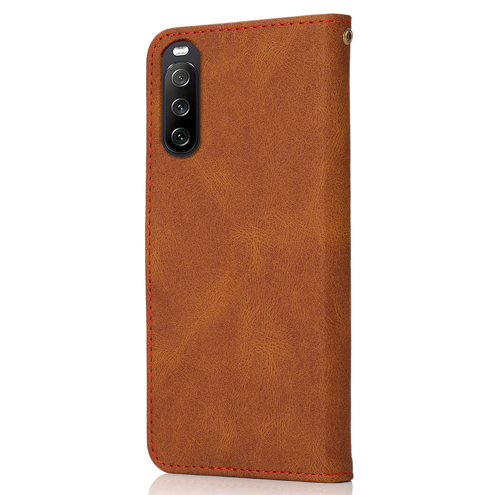 For Sony Xperia 10 V PU Leather Phone Case Stand Color Splicing Wallet Flip Cover