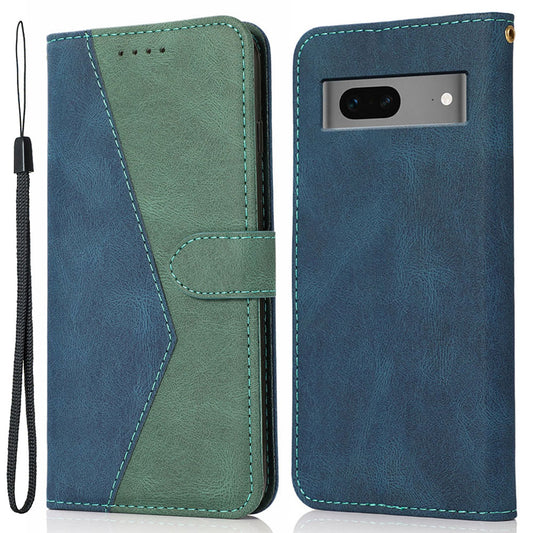 For Google Pixel 7 5G PU Leather Splicing Phone Case Wallet Stand Folio Cover