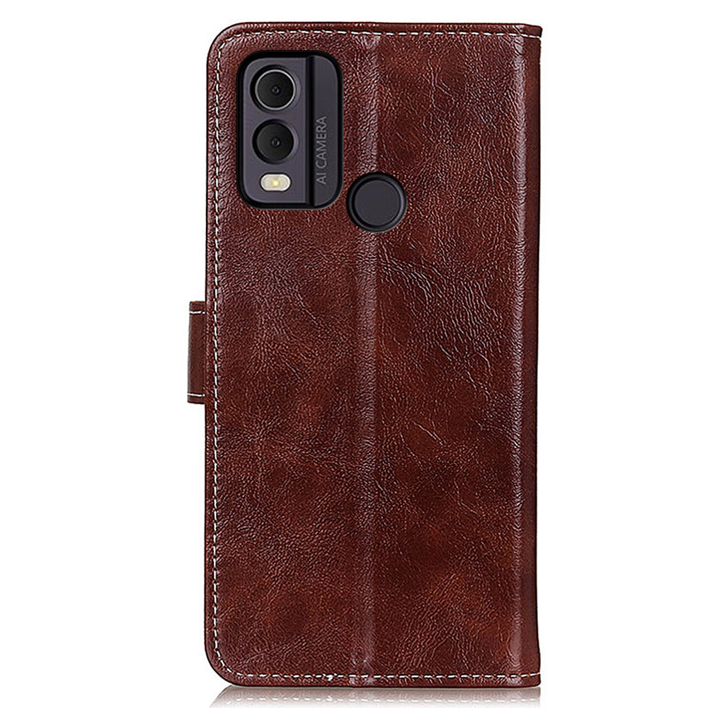 Phone Case for Nokia C22 , Retro Crazy Horse Texture PU Leather Stand Wallet Shockproof Cover