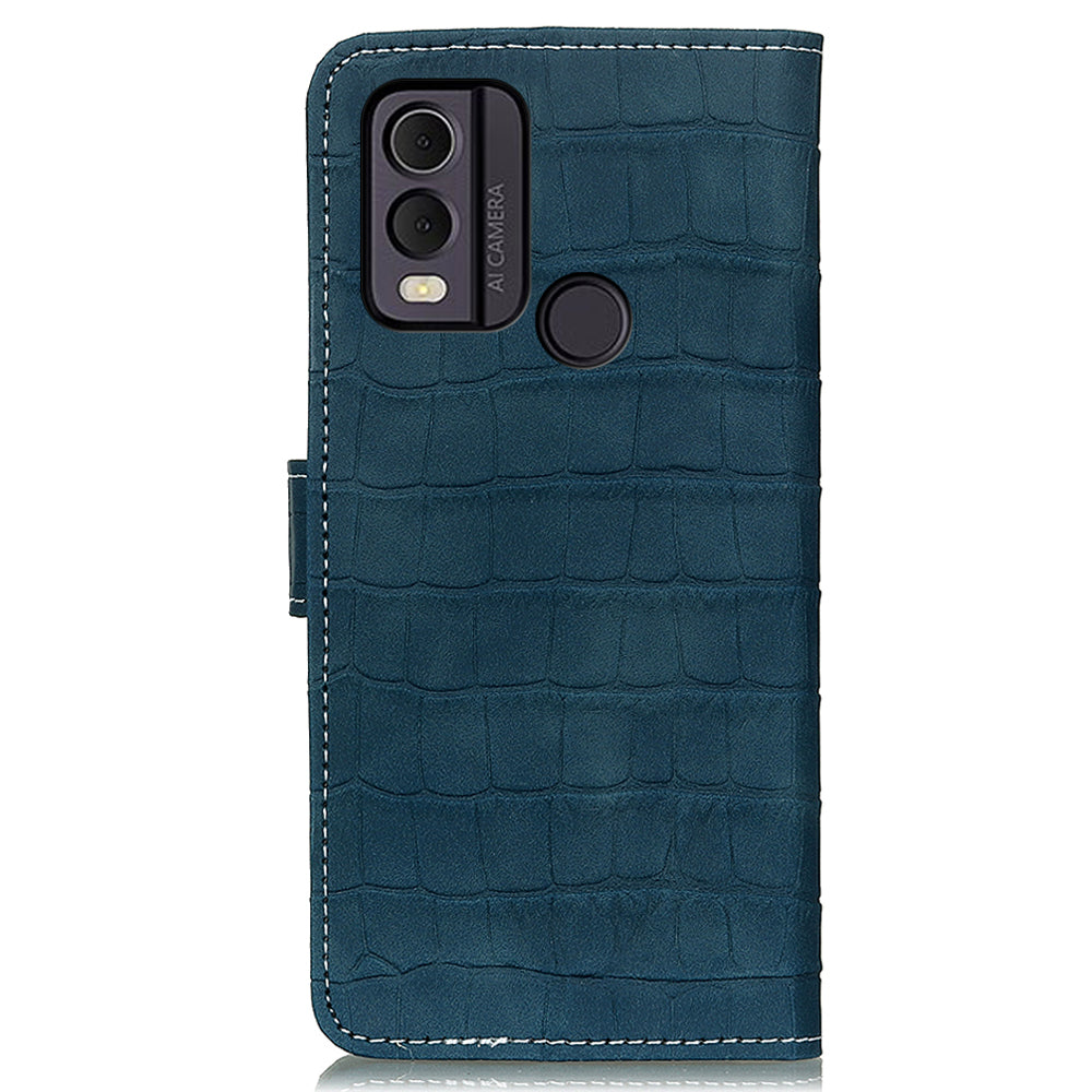 PU Leather Cover for Nokia C22 Wallet Phone Case Crocodile Texture Stand Flip Phone Cover