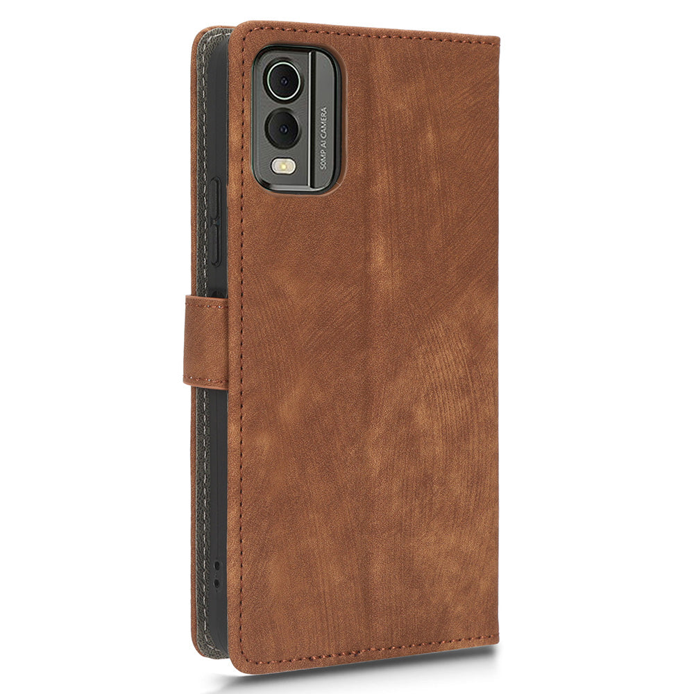 For Nokia C32 PU Leather Stand Phone Case RFID Blocking Wallet Cover with Strap