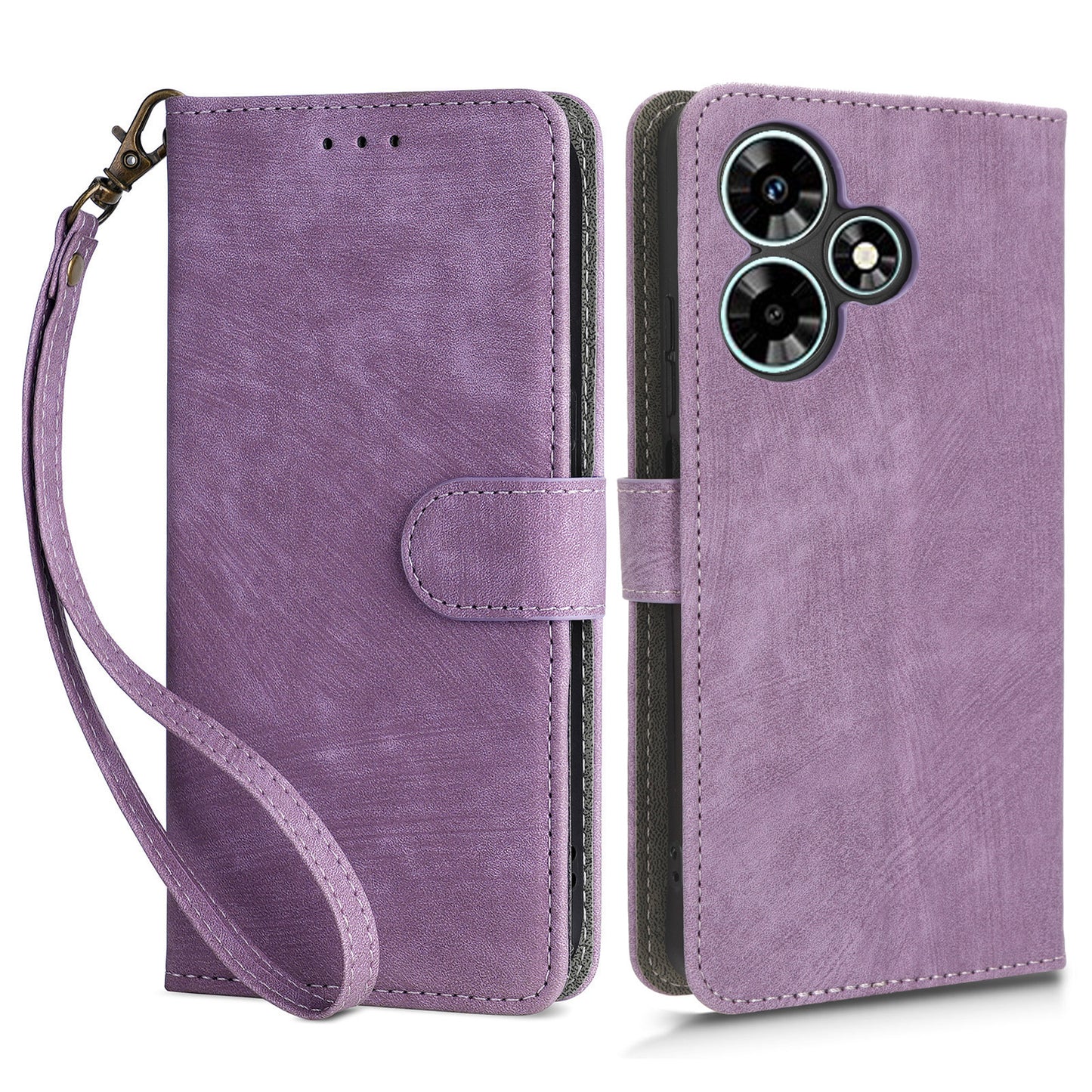 For Infinix Hot 30i X669 / Hot 30i NFC Drop-proof Stand Cover RFID Blocking Wallet Leather Case with Strap