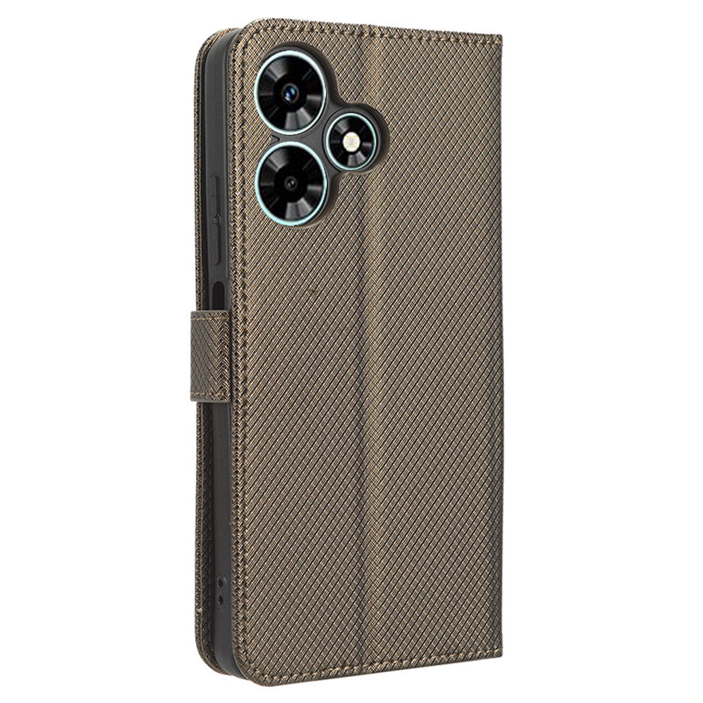 For Infinix Hot 30i / Hot 30i NFC X669 Leather Phone Case Diamond Texture Flip Stand Wallet Cover