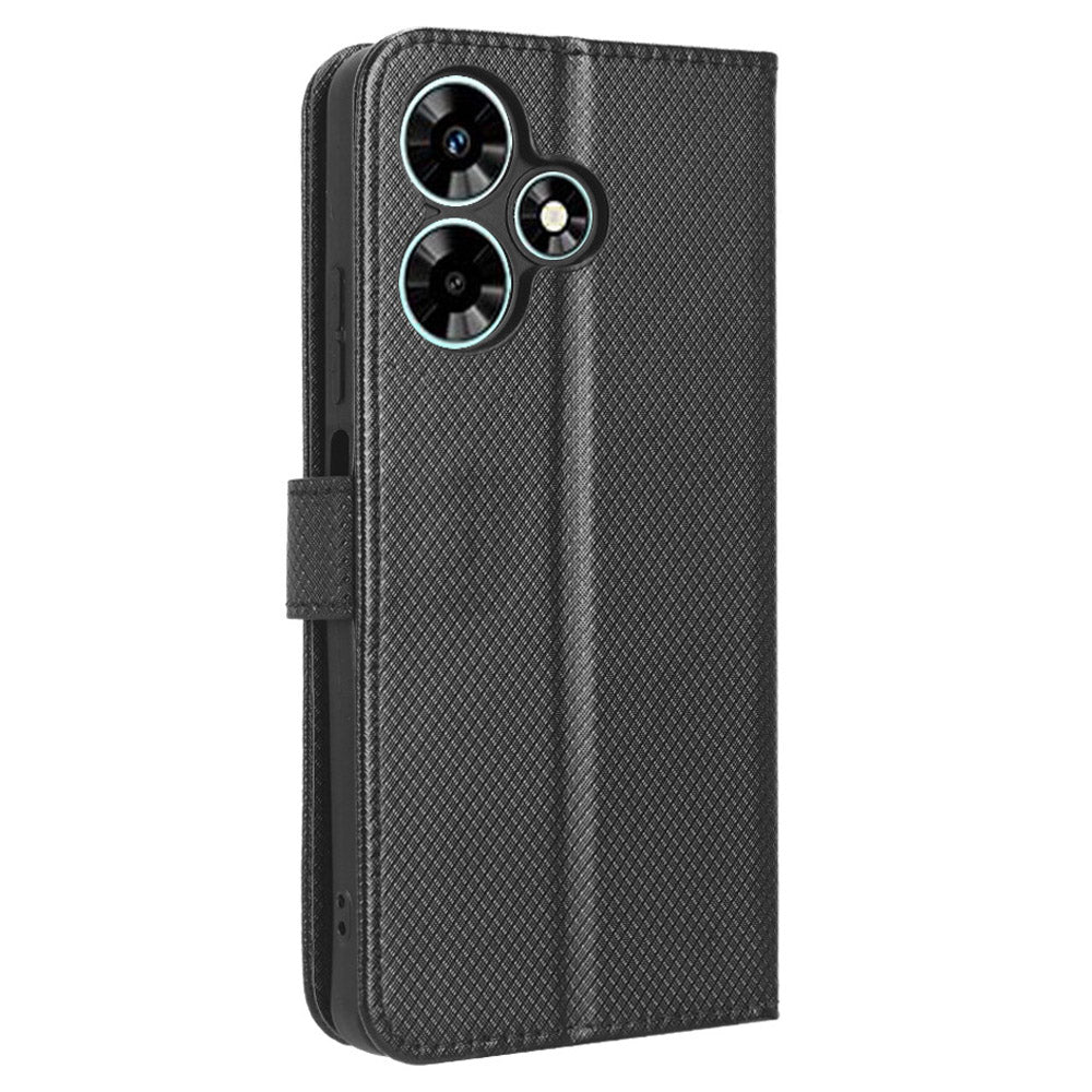 For Infinix Hot 30i / Hot 30i NFC X669 Leather Phone Case Diamond Texture Flip Stand Wallet Cover