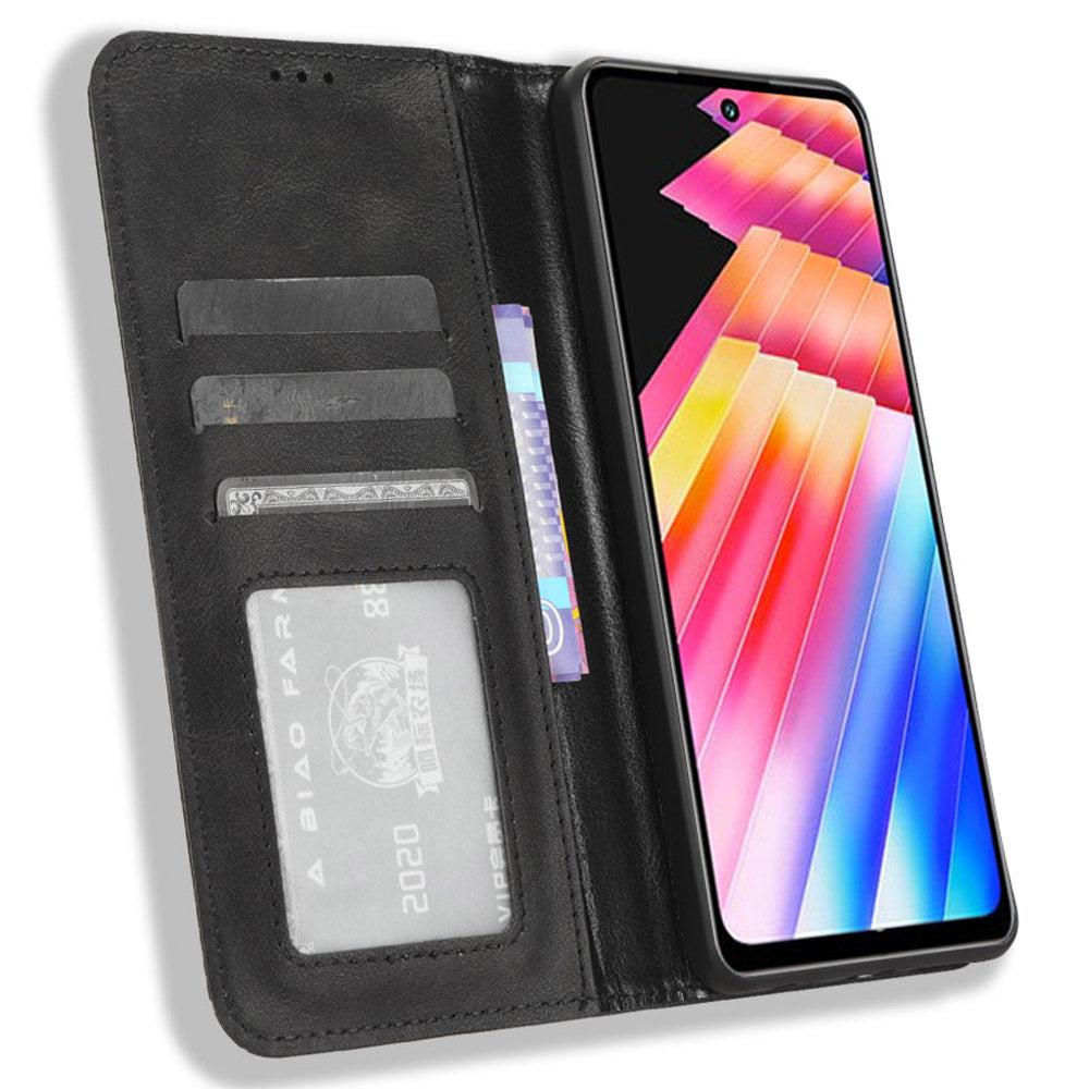 For Infinix Hot 30i / Hot 30i NFC X669 PU Leather Vintage Phone Case Folio Book Stand Wallet Cover
