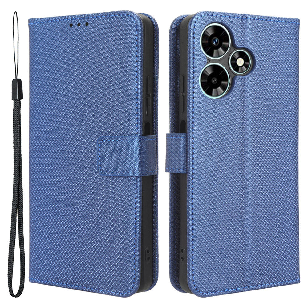For Infinix Hot 30 X6831 PU Leather Folio Phone Case Wallet Diamond Texture Stand Design Cover