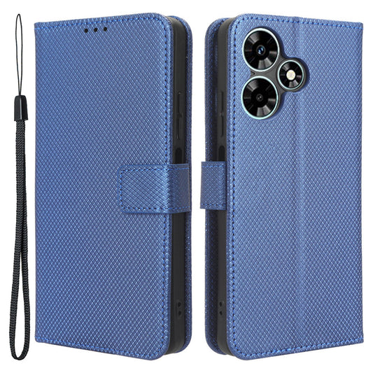 For Infinix Hot 30 X6831 PU Leather Folio Phone Case Wallet Diamond Texture Stand Design Cover