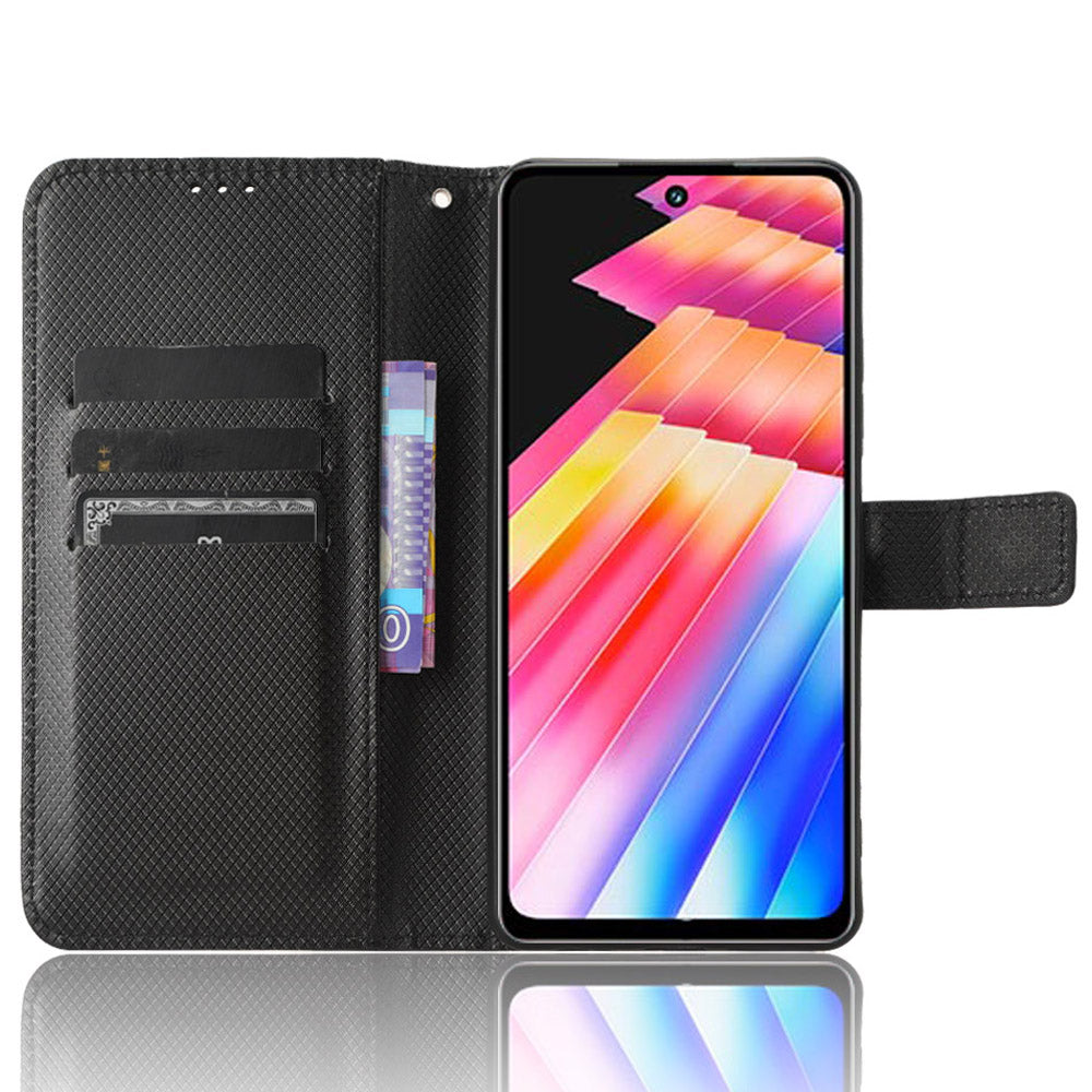 For Infinix Hot 30 X6831 PU Leather Folio Phone Case Wallet Diamond Texture Stand Design Cover