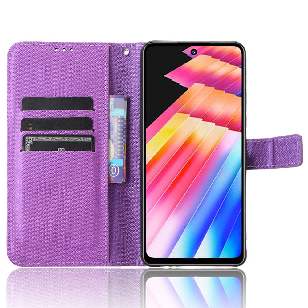 For Infinix Hot 30 X6831 PU Leather Folio Phone Case Wallet Diamond Texture Stand Design Cover