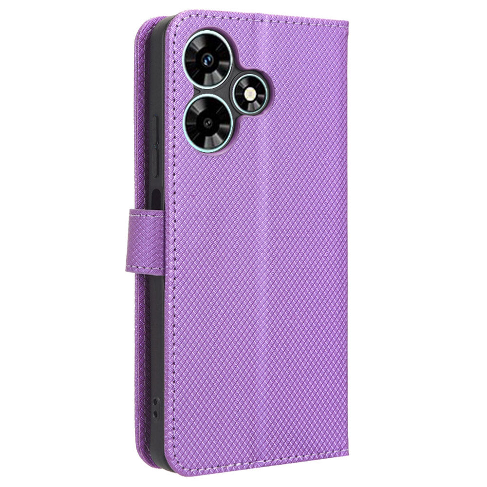 For Infinix Hot 30 X6831 PU Leather Folio Phone Case Wallet Diamond Texture Stand Design Cover