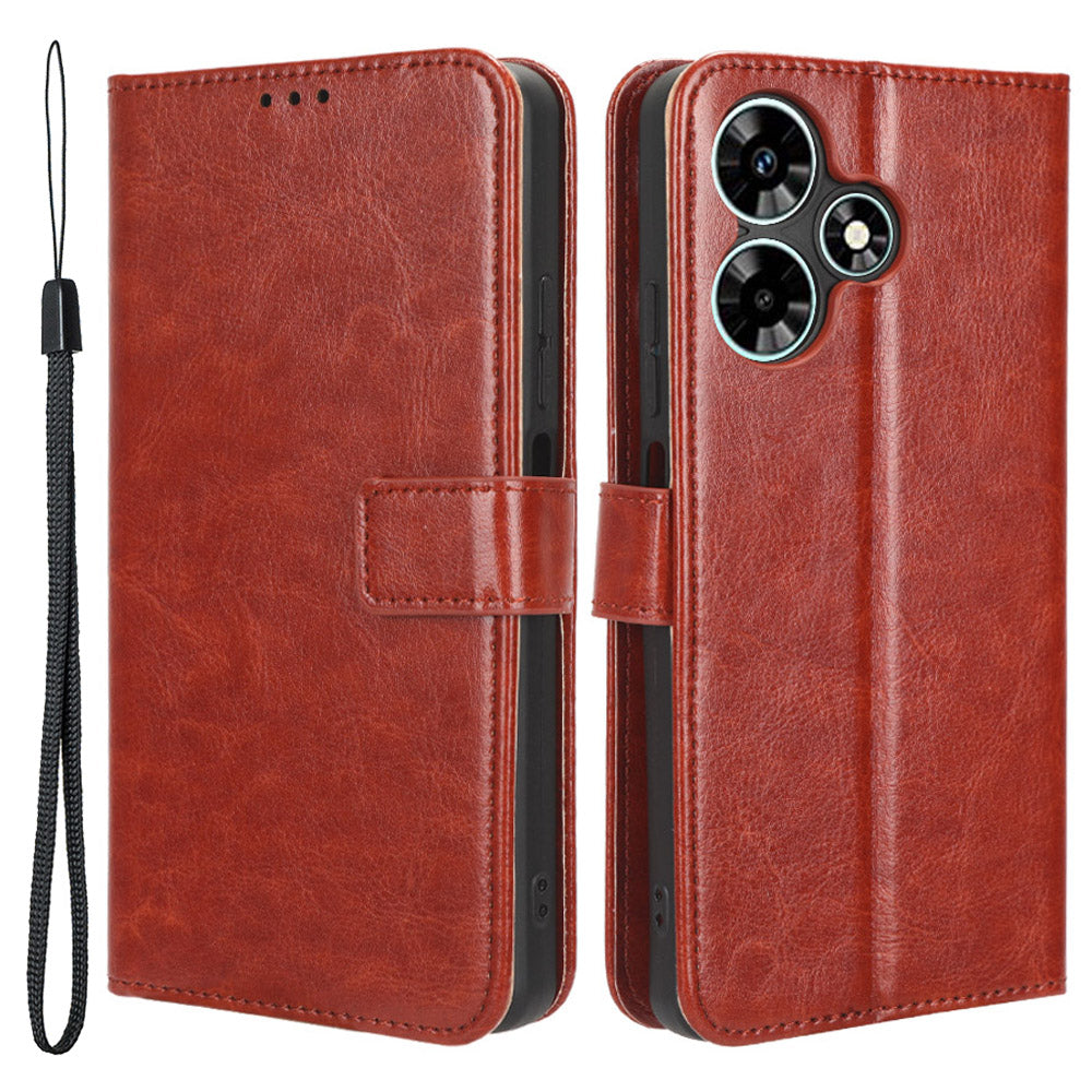 For Infinix Hot 30 X6831 PU Leather Crazy Horse Texture Phone Case Stand Feature Flip Wallet Cover