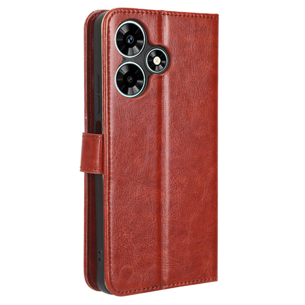 For Infinix Hot 30 X6831 PU Leather Crazy Horse Texture Phone Case Stand Feature Flip Wallet Cover